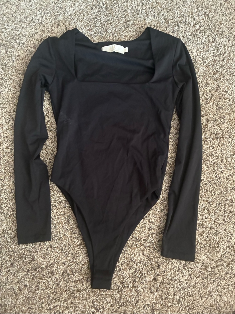 Long-Sleeve Square Neck Bodysuit - Black